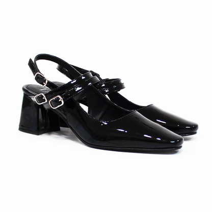 Zapatilla Mary Jane Puntal Negro Charol de Dama TACZA