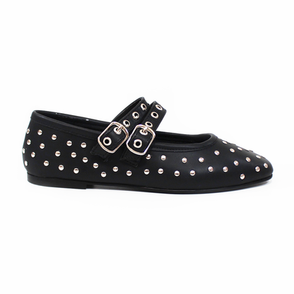 Flat Ballerina con Estoperoles doble Pulsera color Negro de Dama TACZA