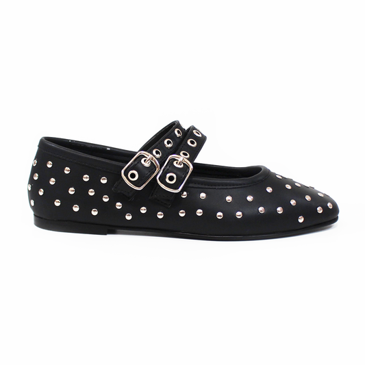 Flat Ballerina con Estoperoles doble Pulsera color Negro de Dama TACZA