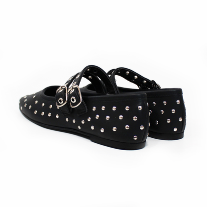 Flat Ballerina con Estoperoles doble Pulsera color Negro de Dama TACZA