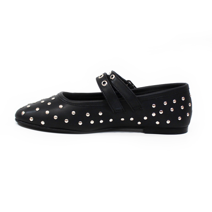 Flat Ballerina con Estoperoles doble Pulsera color Negro de Dama TACZA