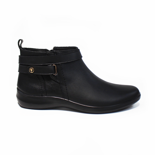 Botin de Confort de Piel Negro de Dama VERDE TABACO