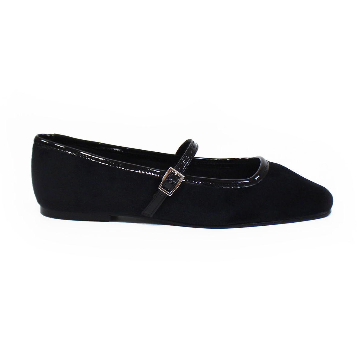 Flat Mary Jane de Piel Terciopelo Negro STEFANIA