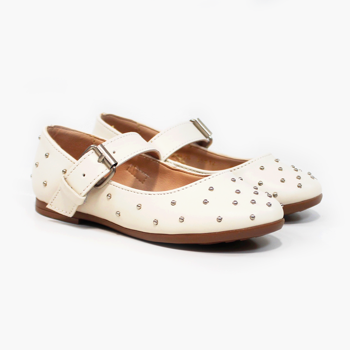 Balerina Flat de Niña Late con Perlitas Plata JAKUNA