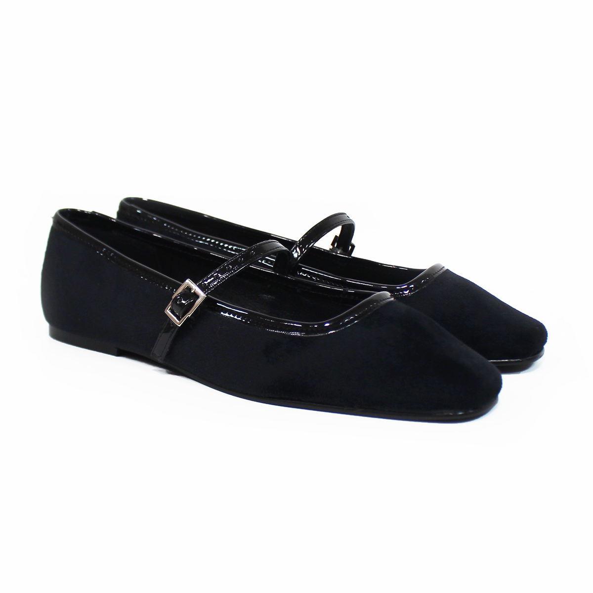 Flat Mary Jane de Piel Terciopelo Negro STEFANIA