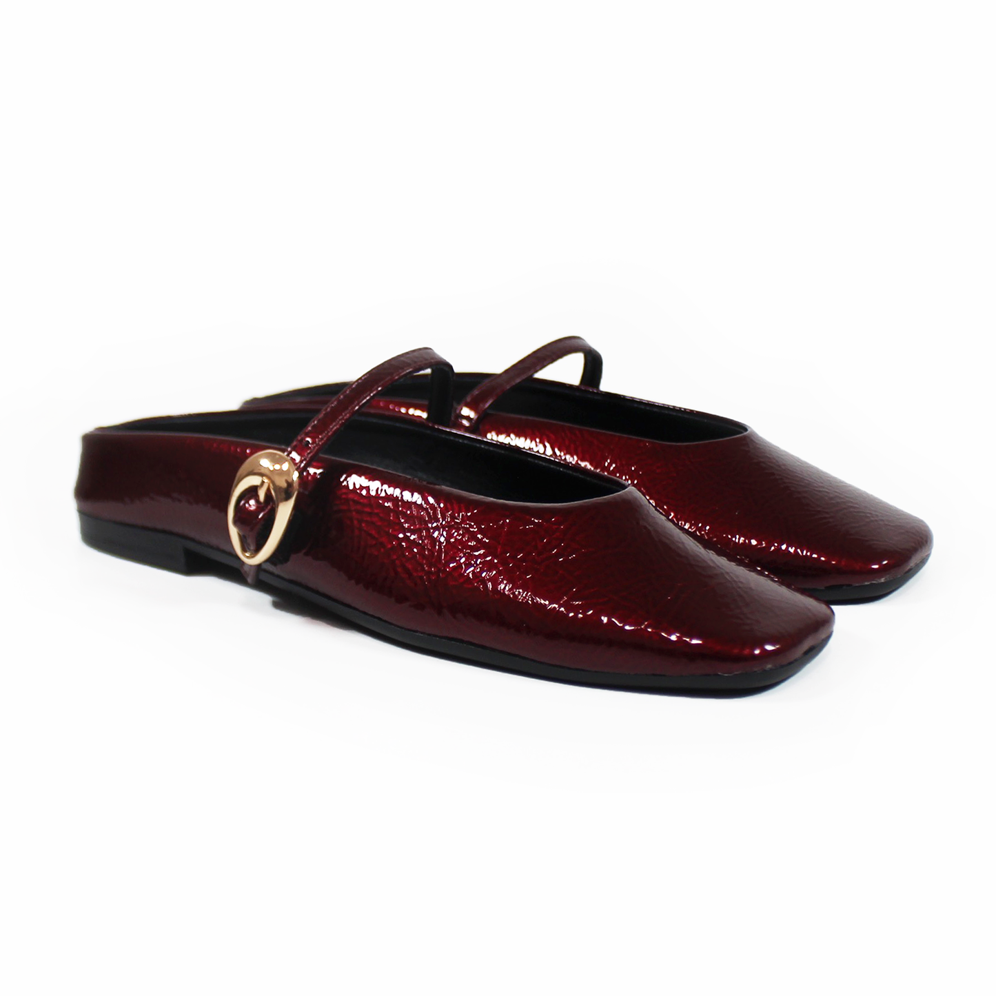 Mule Vino Charol con Pulsera en Empeine de Dama TACZA