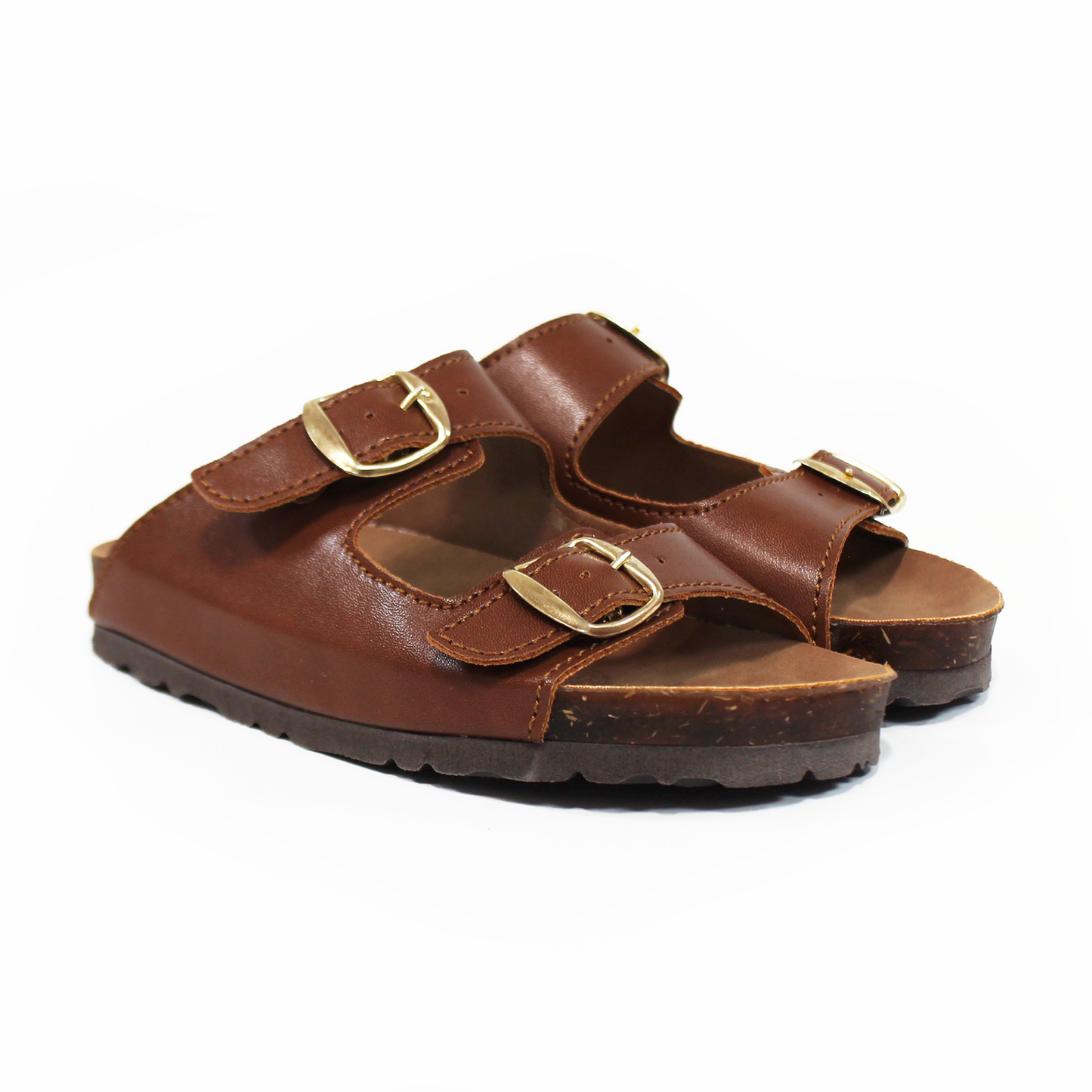 Sandalia NOMADAS Infantil Unisex doble Hebilla Tan con suela Corcho