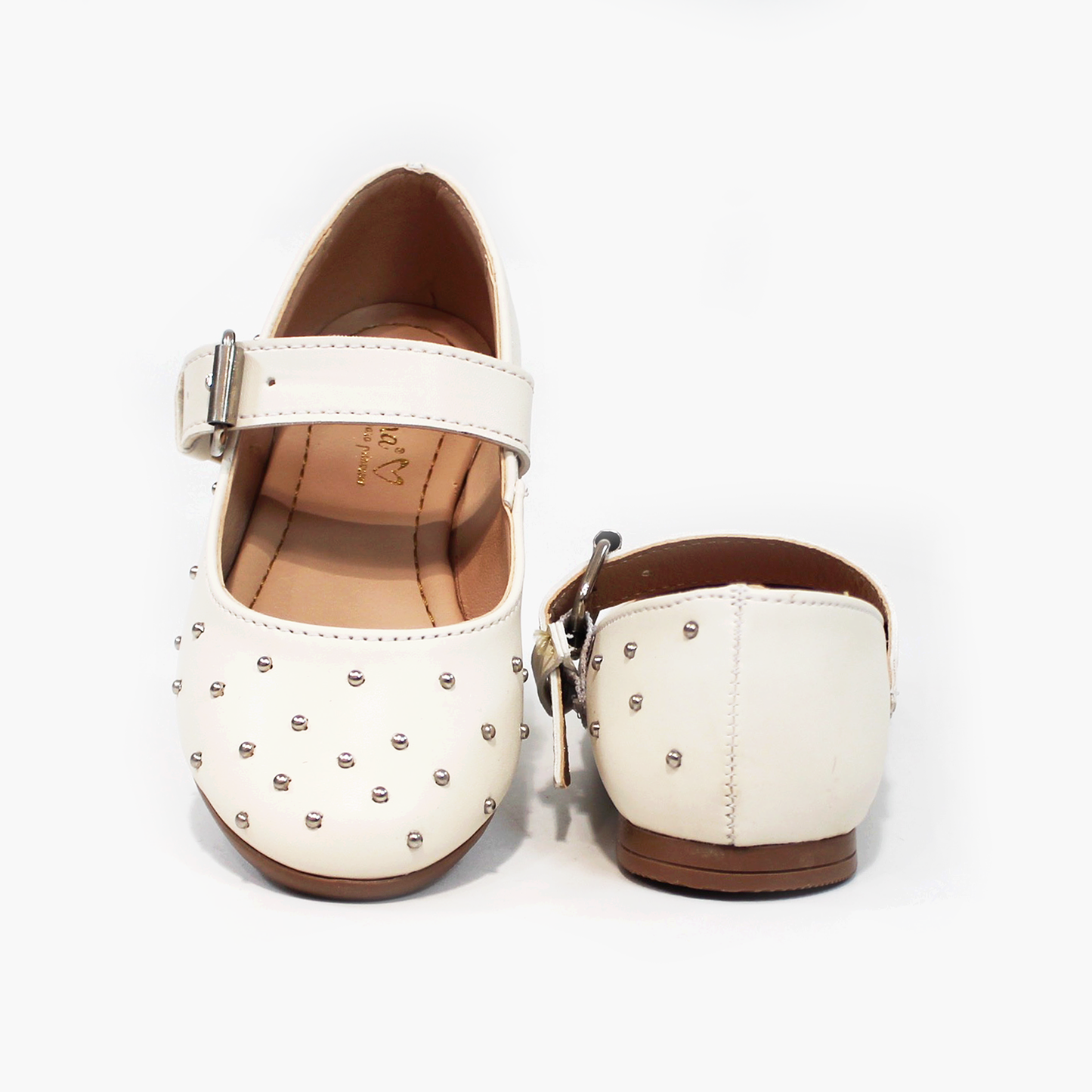 Balerina Flat de Niña Late con Perlitas Plata JAKUNA