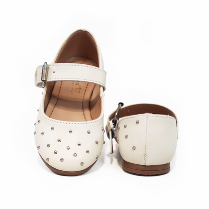 Balerina Flat de Niña Late con Perlitas Plata JAKUNA