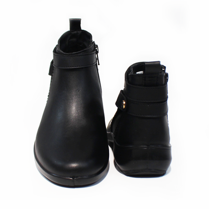 Botin de Confort de Piel Negro de Dama VERDE TABACO