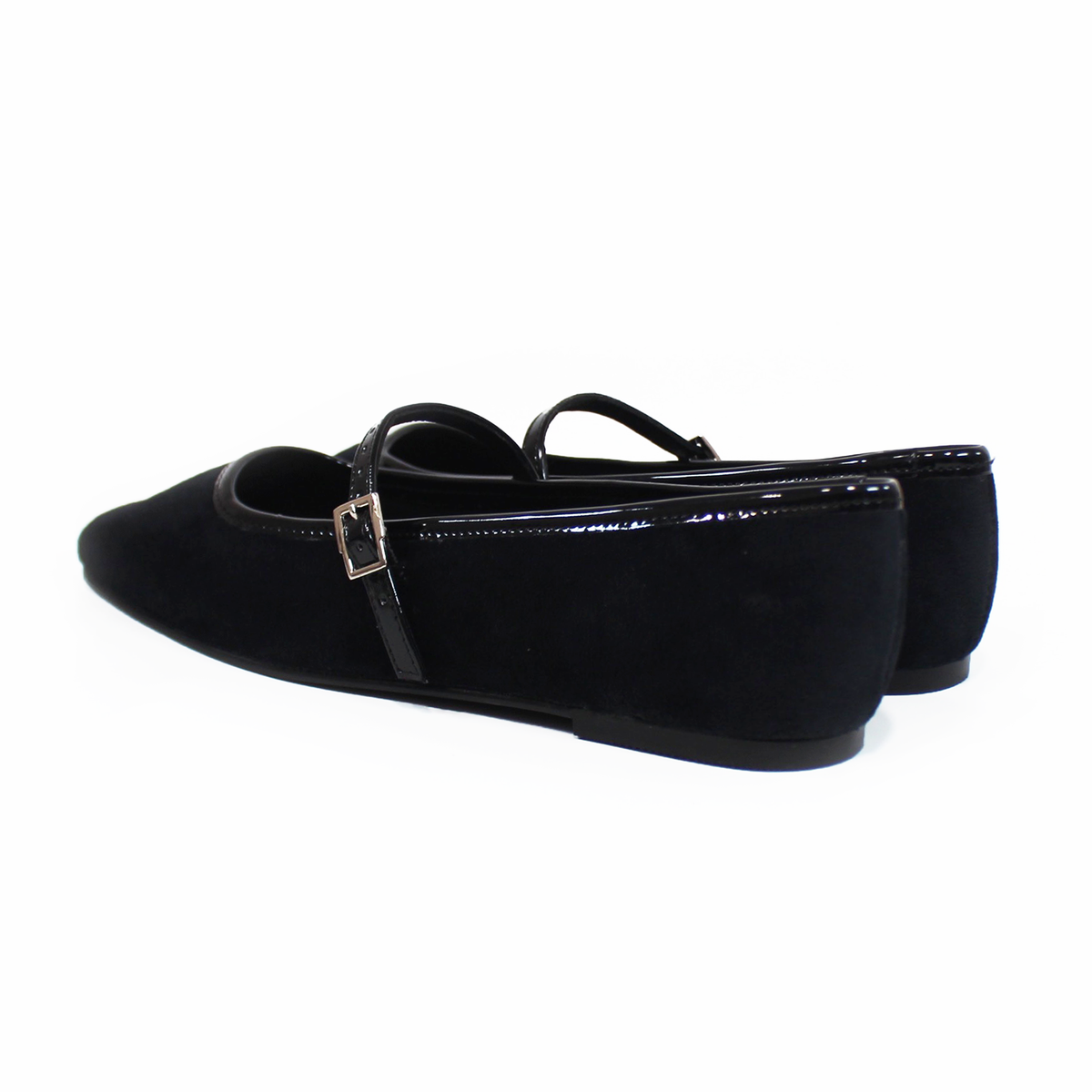 Flat Mary Jane de Piel Terciopelo Negro STEFANIA