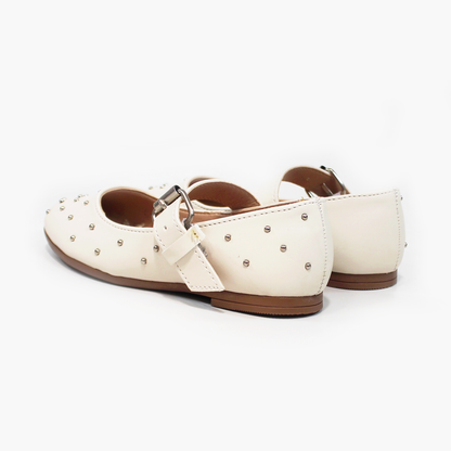 Balerina Flat de Niña Late con Perlitas Plata JAKUNA