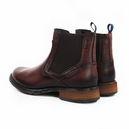 Bota Casual Chelsea Cogñac de Piel de Caballero VERDE TABACO