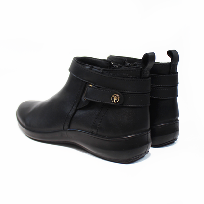 Botin de Confort de Piel Negro de Dama VERDE TABACO