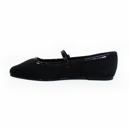 Flat Mary Jane de Piel Terciopelo Negro STEFANIA