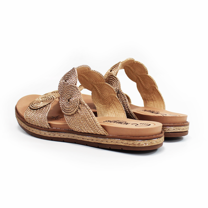 Sandalia de Piso con Tejido tipo Zueco Bronce de Dama NOMADAS
