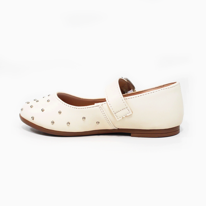 Balerina Flat de Niña Late con Perlitas Plata JAKUNA