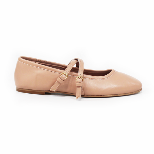 Flat Ballerina Clásica Maquillaje con Pulseras Cruzadas en empeine de Dama TACZA