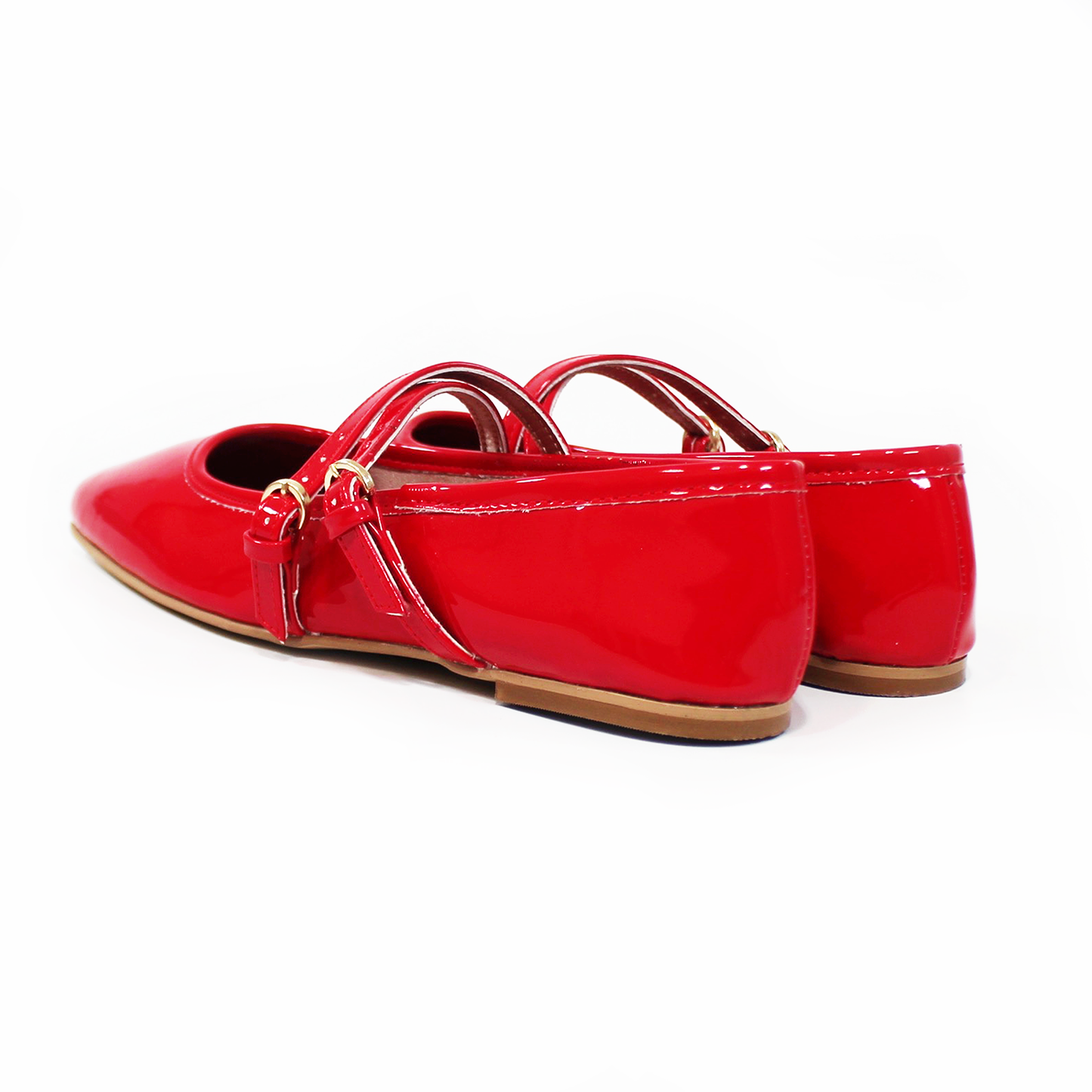 Flat Ballerina Clásica Rojo Charol con Pulseras Cruzadas en empeine de Dama TACZA