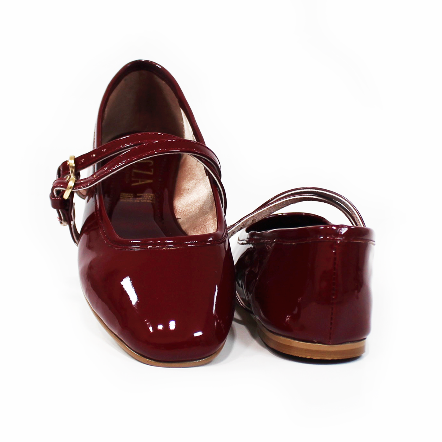 Flat Ballerina Clásica Vino Charol con Pulseras Cruzadas en empeine de Dama TACZA