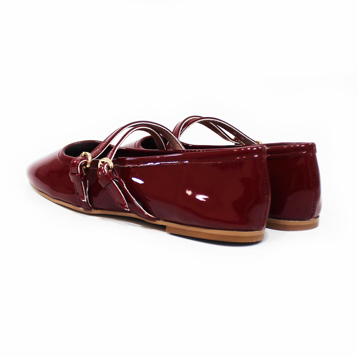 Flat Ballerina Clásica Vino Charol con Pulseras Cruzadas en empeine de Dama TACZA
