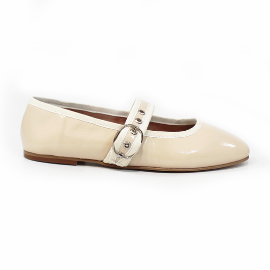 Flat Mary Jane de Piso Beige Charol de Dama TACZA