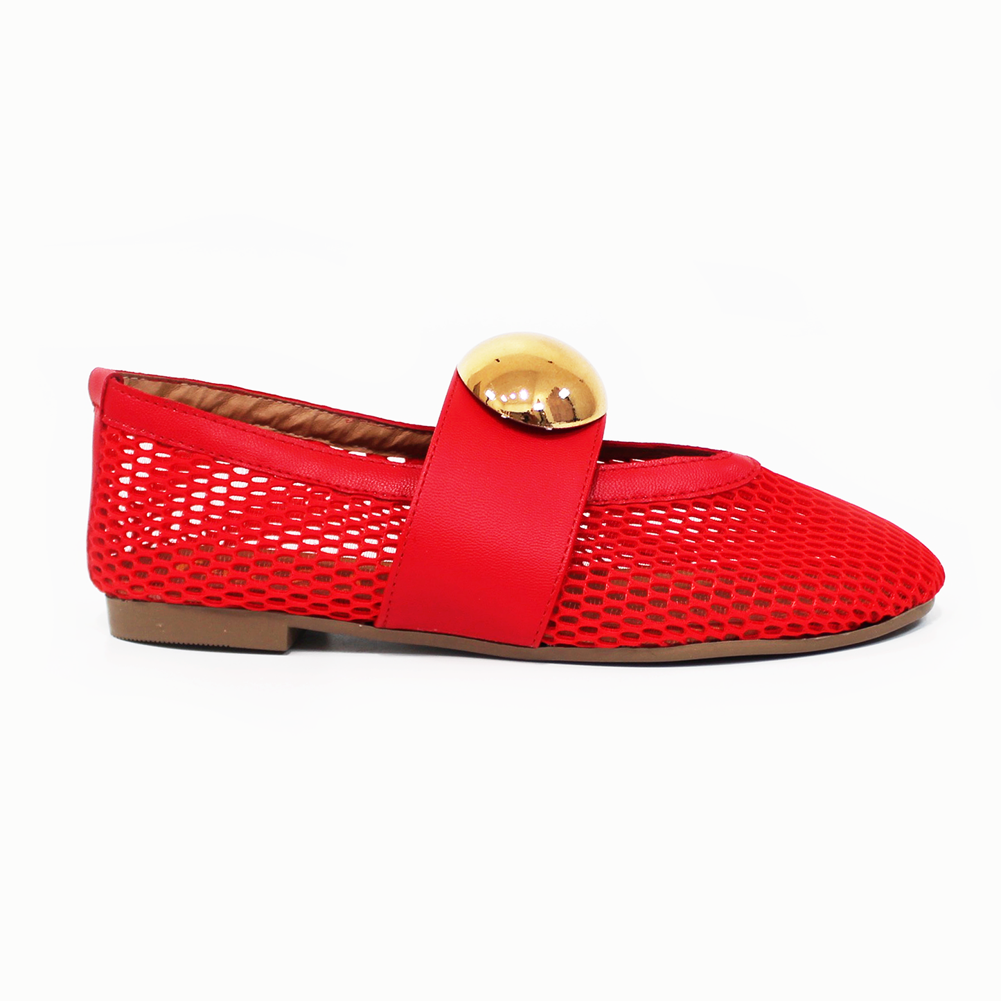 Flat de Malla Rojo con Boton Dorado de Dama ZTA