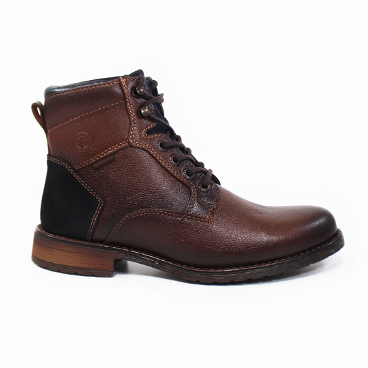 Bota de Piel Casual Café de Cintas con Parche Marino en Talón Caballero VERDE TABACO