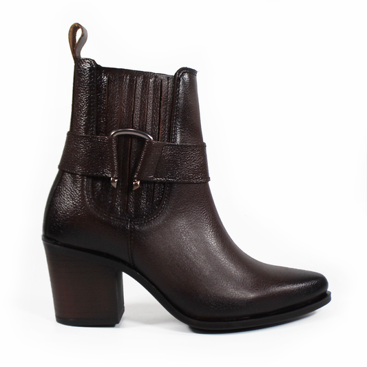 Botin Vaquero de Tacón Café de Piel de Dama VERDE TABACO