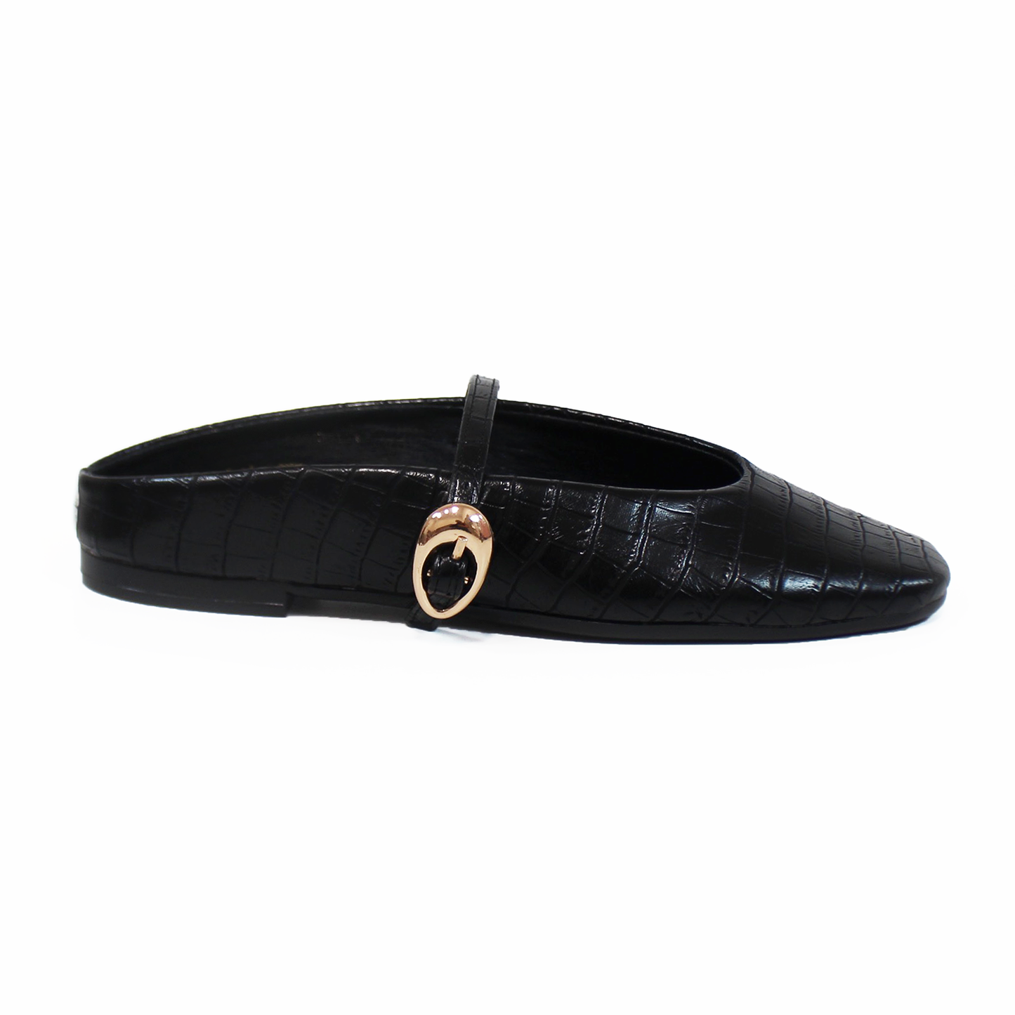 Mule Negro Croco con Pulsera en Empeine de Dama TACZA