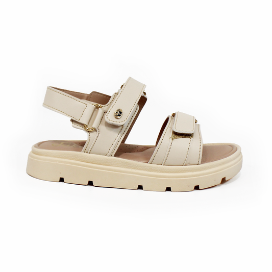 Sandalia de Niña Plataforma con Velcros color Mantequilla JAKUNA