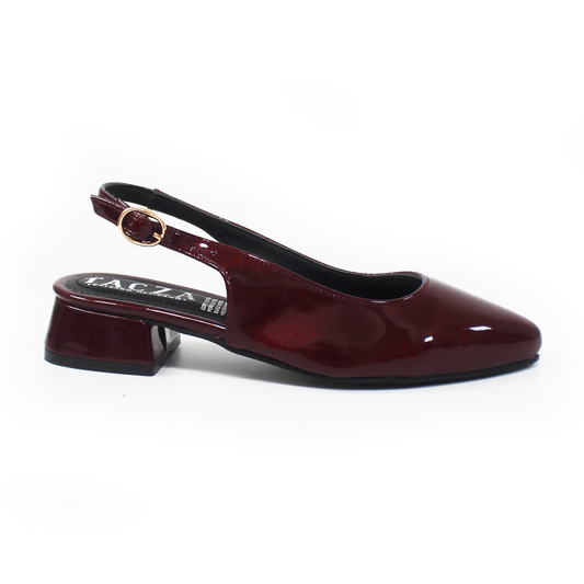 Zapatilla Slingback Destalonada Vino Charol TACZA