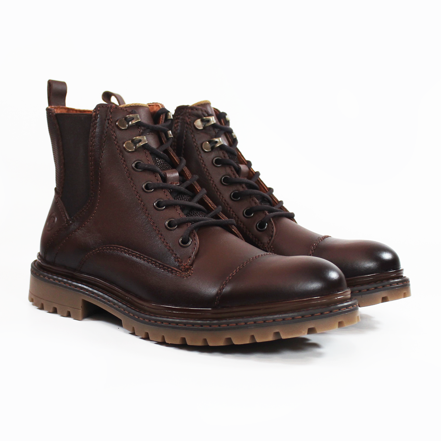 Bota Casual de Cintas Café de Piel de Caballero VERDE TABACO