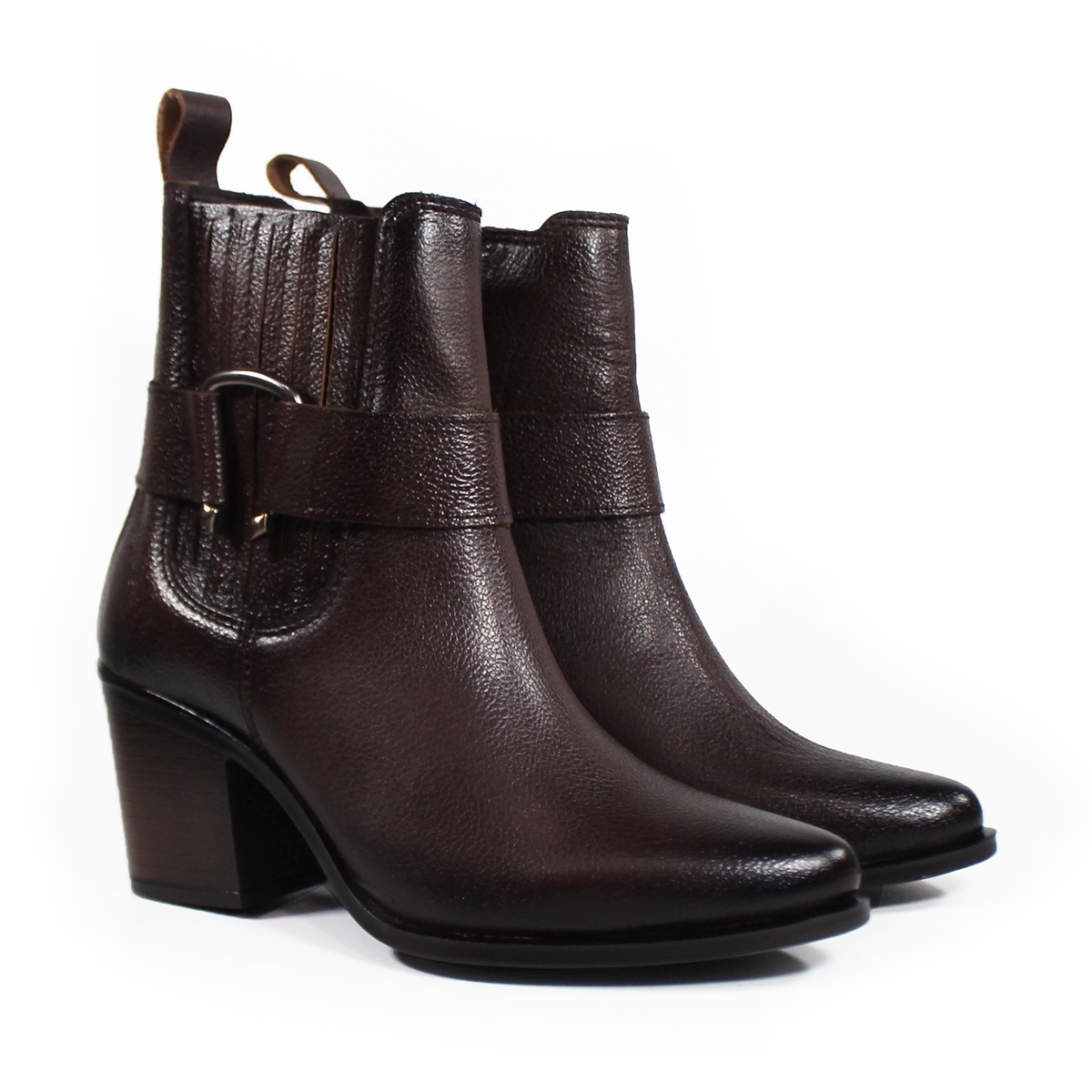Botin Vaquero de Tacón Café de Piel de Dama VERDE TABACO