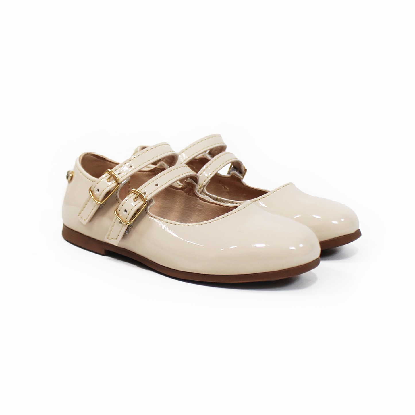 Mary Jane de Niña Beige Charol con Doble Pulsera JAKUNA