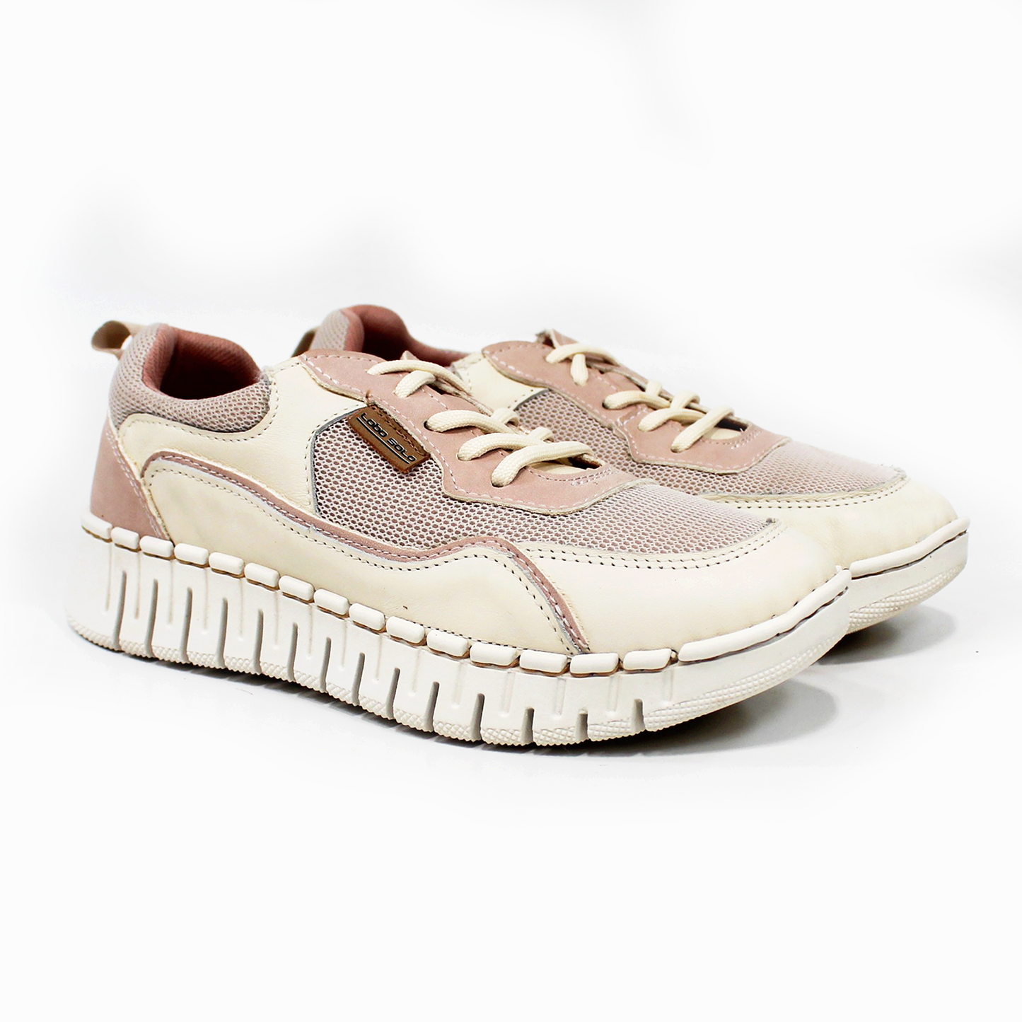 Tenis Sneaker LOBO SOLO Confort de Piel Beige Combinado de Dama