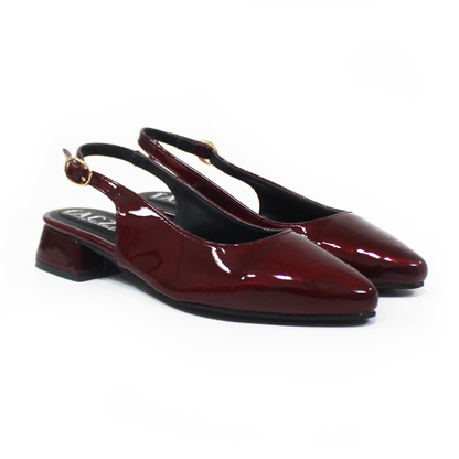 Zapatilla Slingback Destalonada Vino Charol TACZA