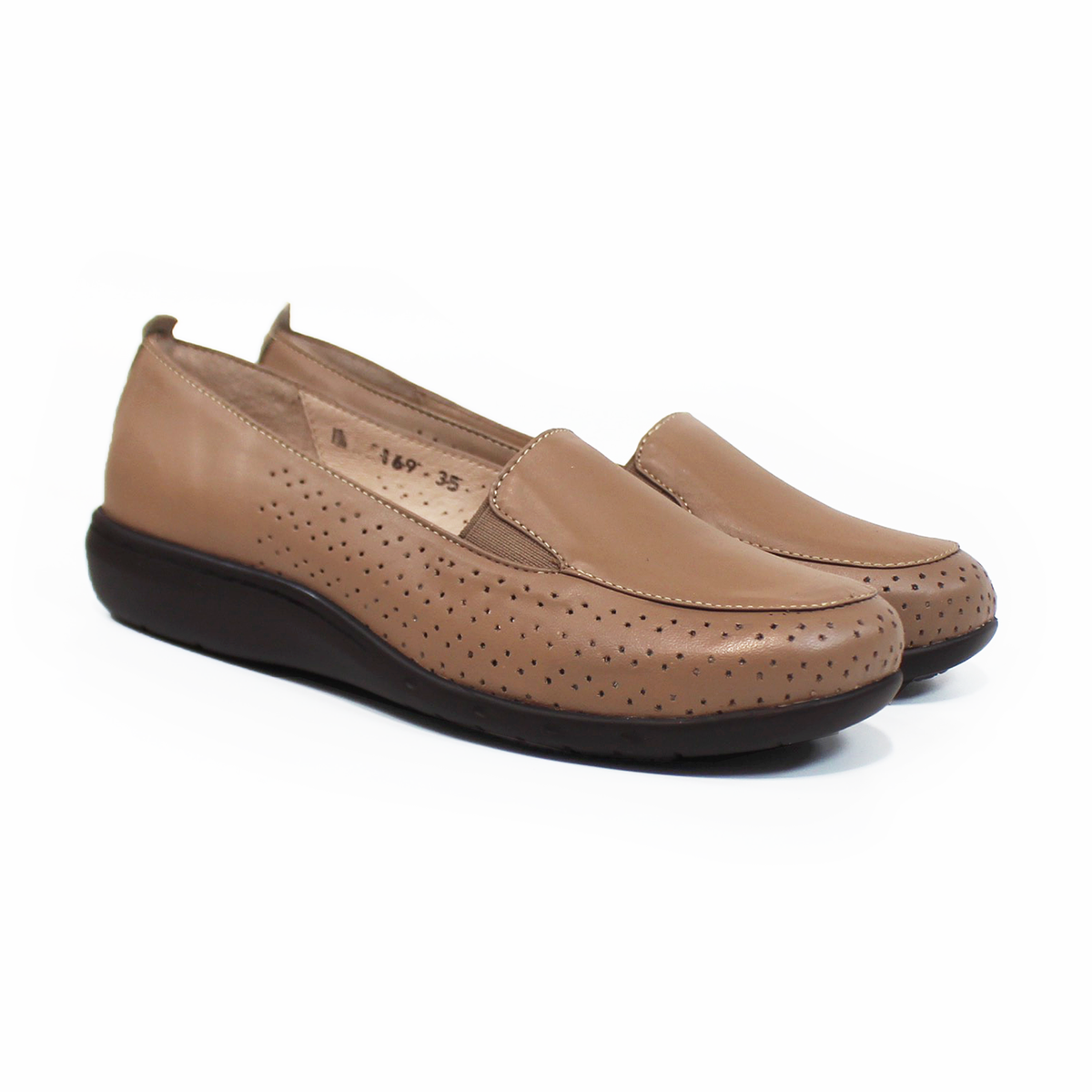 Zapato Confort de Piel Perforado Topo de Dama SUAVE CAMINAR