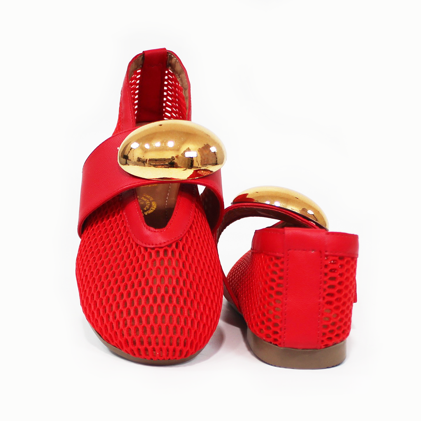 Flat de Malla Rojo con Boton Dorado de Dama ZTA