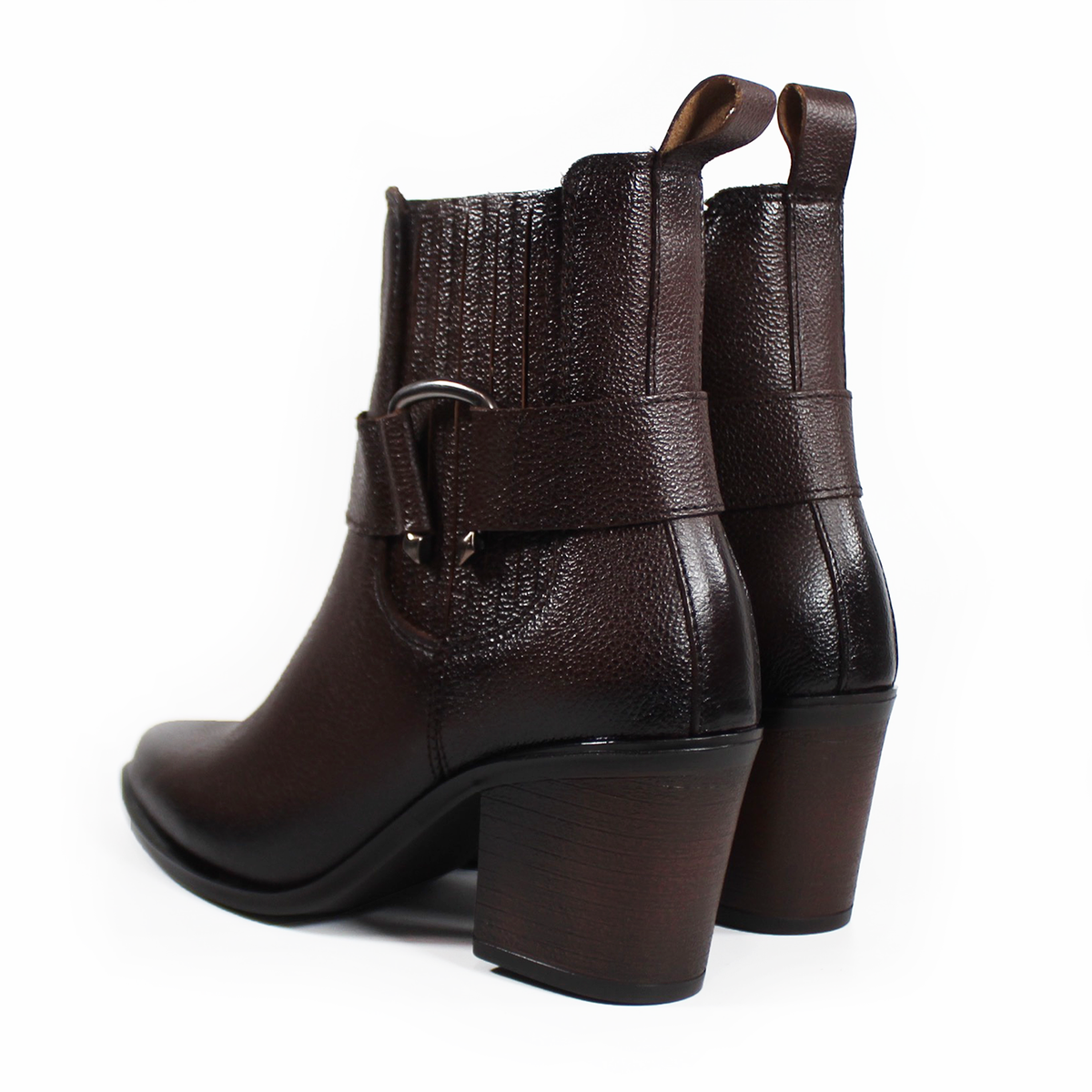 Botin Vaquero de Tacón Café de Piel de Dama VERDE TABACO