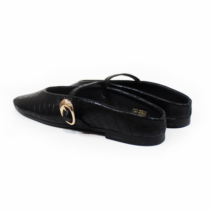 Mule Negro Croco con Pulsera en Empeine de Dama TACZA