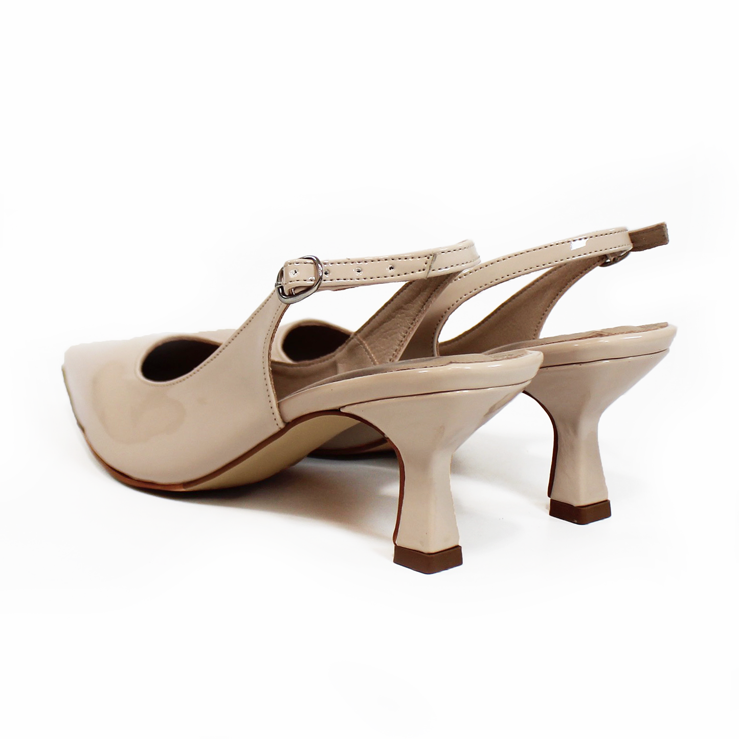 Slingback Tacón Campana Puntal Beige Charol de Dama TACZA