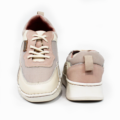 Tenis Sneaker LOBO SOLO Confort de Piel Beige Combinado de Dama