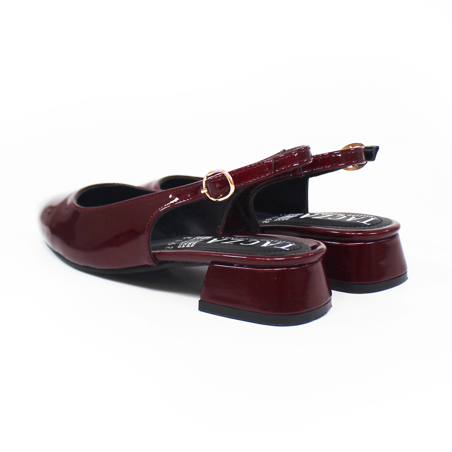 Zapatilla Slingback Destalonada Vino Charol TACZA