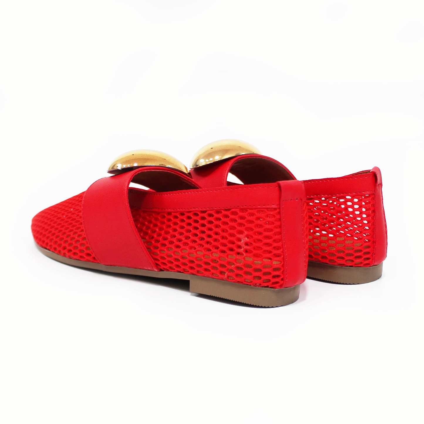 Flat de Malla Rojo con Boton Dorado de Dama ZTA