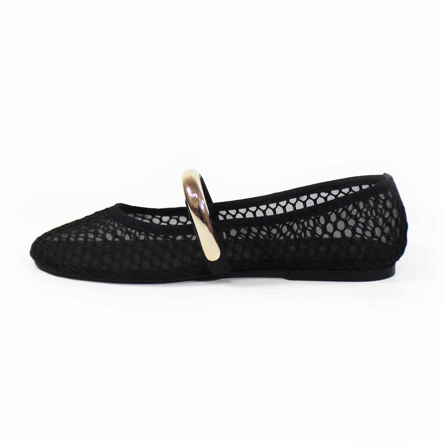 Flat de Mesh Negro con Detalle Dorado de Dama SENTIES