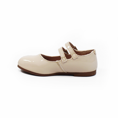 Mary Jane de Niña Beige Charol con Doble Pulsera JAKUNA