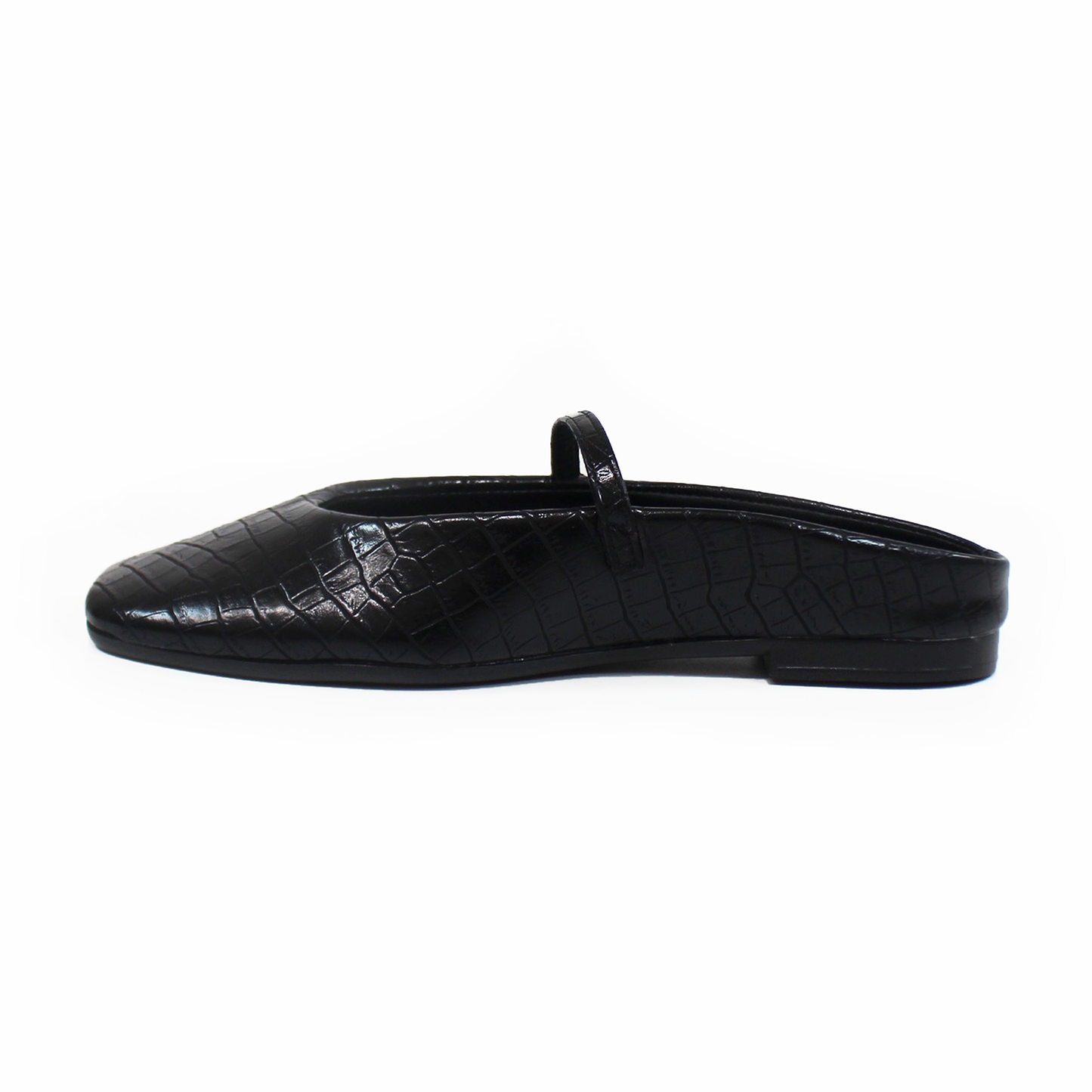 Mule Negro Croco con Pulsera en Empeine de Dama TACZA