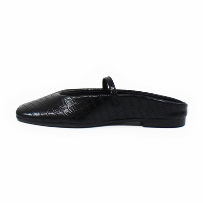 Mule Negro Croco con Pulsera en Empeine de Dama TACZA