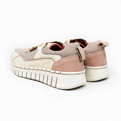 Tenis Sneaker LOBO SOLO Confort de Piel Beige Combinado de Dama